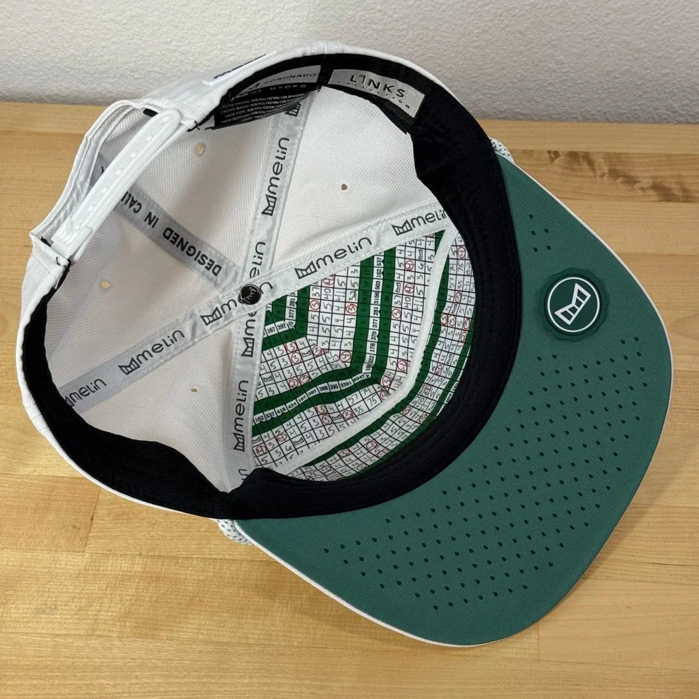Melin Back of the Cup White Perforated Rope Snapback Golf Hat Mens